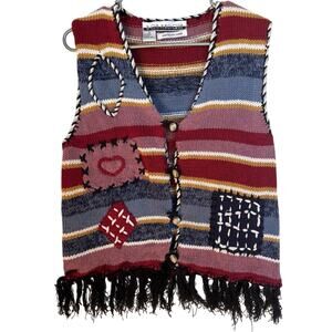 Vintage Bon Magique Womens Medium Crochet Cottagecore Boho Hippie Hand Knitted